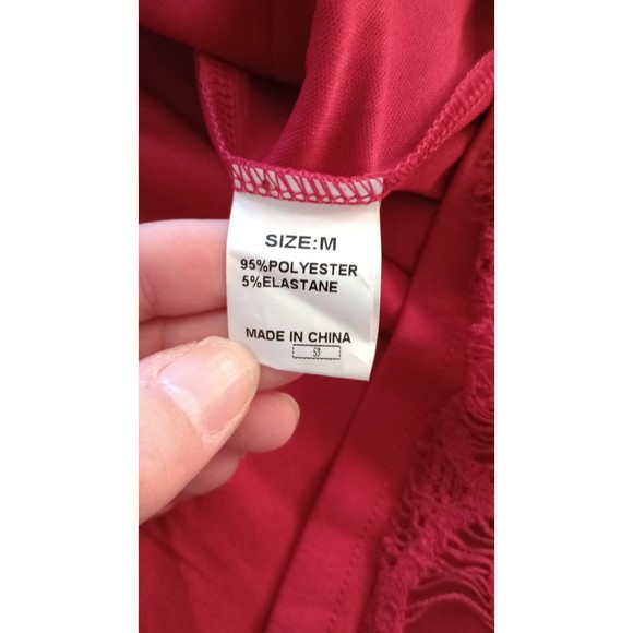 Women's Red Crochet Mini Dress, Size Medium - Picture 12 of 12